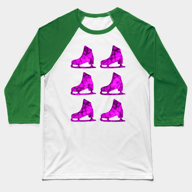 Watercolor Figure Skates (Purple) Baseball T-Shirt by illucalliart
